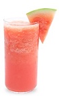 The Frozen Melon Madness is a pink drink made from melon schnapps, watermelon schnapps, rum, sour mix and lemon-lime soda, and served in a highball glass.