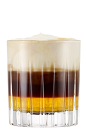 The Galliano Hotshot is a layered shot made from Galliano Vanilla liqueur, hot espresso and whipped cream, and served in a chilled shot glass.