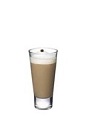 The Grand Cafe Latte is a brown colored drink made from Grand Marnier orange liqueur, hot milk and espresso, and served in a highball glass.