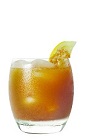 The honey Bee and Fig Tea Punch recipe is made from Veev acai spirit, honey, triple sec, lemon, fig and iced tea, and served over ice in a rocks glass.