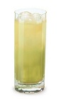 The Melonball is an orange and green drink made from melon schnapps, vodka and orange juice, and served over ice in a highball glass.