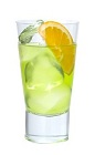 The Midori Sour drink is made from Midori melon liqueur, sweet and sour mix and lemon juice, and served over ice in a collins or highball glass.