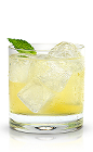 The New Ginger Zing is a snappy cocktail made from New Amsterdam Citron vodka, ginger, lemon, agave nectar, club soda and mint, and served over ice in a rocks glass.