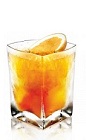 The Orange Disaronno is an orange colored drink made from Disaronno liqueur and orange juice, and served over ice in a rocks glass.