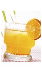 The Orange Ginger Smash is an orange colored drink recipe made from Boca Loca cachaca, ginger, orange, simple syrup and lemon juice, and served over ice in a rocks glass.