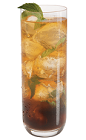 The Piece of Jo' Mint drink recipe is made from Kamora coffee liqueur, peppermint schnapps and ginger ale, and served over ice in a highball glass garnished with fresh mint.