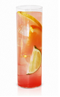 The Pink Firework Lemonade is a pink colored drink made from Effen black cherry vodka, honey syrup, lime, lemon, orange and pink lemonade, and served over ice in a Collins glass.