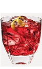 The Pom Breeze cocktail recipe is a red colored drink made from Burnett's pomegranate vodka, cranberry juice and pineapple juice, and served over ice in a rocks glass.