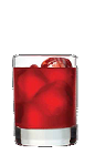 The PomTang is a red colored drink recipe made from Three Olives Rangtang orange vodka, pomegranate juice and sour mix, and served over ice in a rocks glass.