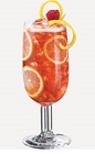 The Pomegranate Lemonade drink recipe is made from Burnett's pomegranate vodka, lemonade and grapefruit juice, and served over ice in a tall glass.