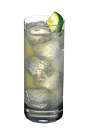 The Raspberry Cooler drink is made from Smirnoff raspberry vodka, lime juice and lemon-lime soda, and served over ice in a highball glass.