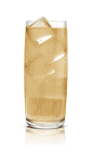The Salted Cream Soda is made from Stoli Salted Karamel vodka and cream soda, and served over ice in a highball glass.