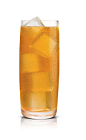 The Salted Karamel Nut drink is made from Stoli Salted Karamel vodka, hazelnut liqueur and club soda, and served in a highball glass over ice.