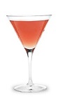 The Strawberry Tease Martini is a peach colored cocktail made from strawberry schnapps, peach schnapps and peach vodka, and served in a chilled cocktail glass.