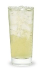 The Tahitian Treat is a clear drink made from pineapple schnapps, peach schnapps and lemon-lime soda, and served over ice in a highball glass.