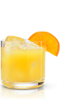 The Operator is an orange colored cocktail made from New Amsterdam gin, pineapple juice and orange juice, and served over ice in a rocks glass.