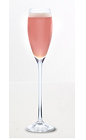 The Toast of the Town is a pink colored party cocktail made from Effen black cherry vodka, raspberry liqueur and chilled champagne, and served in a chilled champagne flute.