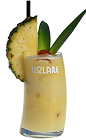 Nothing says summer is here better than the classic Pina Colada drink. This variation is creamy yellow colored cocktail made from Volare Coconut liqueur, white rum, pineapple juice and coconut cream, and served over ice in a highball glass garnished with pineapple, maraschino cherry and pineapple leaves.
