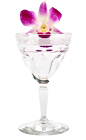 The Xellent Flower Power cocktail recipe is made from Xellent gin, dry vermouth and orchid syrup, and served shaken in a chilled cocktail glass.