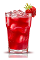The Campari Splash is a red drink made from Campari, strawberry syrup and orange juice, and served over ice in a highball glass.