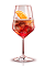 The Campari Spritz is made from Campari, club soda and prosecco or champagne, and served over ice in a wine glass.