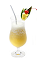 The Disaronno Colada is a yellow colored drink made from Disaronno liqueur, colada mix and crushed ice, and served in a chilled hurricane glass.