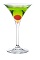 The Emerald Martini cocktail is made from Midori melon liqueur and SKYY vodka, and served in a chilled cocktail glass.