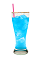The Hpnotiq Hurricane is a blue drink made from Hpnotiq liqueur, rum, lemon juice, orange juice and club soda, and served in a sugar-rimmed pilsner glass.