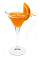 The Jazzy Hour is an orange colored drink made from Disaronno liqueur, vodka, Cointreau orange liqueur, pineapple juice and orange juice, and served in a chilled cocktail glass.
