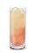 The Juicy Screw is a peach colored drink made from strawberry schnapps, vodka, orange juice and tonic water, and served over ice in a highball glass.