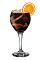 The Kahlua Sangria cocktail is made from Kahlua, red wine and fresh seasonal fruit, and served in a wine glass.