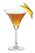 The Mango Cinntini is an orange cocktail made from Cinnaster cinnamon vanilla liqueur, mango vodka, orange and mango, and served in a chilled cocktail glass.