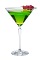 The Midori Cosmopolitan cocktail is made from Midori melon liqueur, citrus vodka, cranberry juice and lemon juice, and served in a chilled cocktail glass.