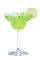 The Midori Margarita is made from Midori melon liqueur, tequila and sweet and sour mix, and served in a chilled margarita glass.
