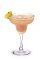 The Raspberry Pina Colada is a pink drink made from Razzmatazz raspberry schnapps, rum and pina colada mix, and served in a chilled margarita glass.
