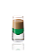 The Springbok is a green and brown colored shot made from green creme de menthe and Amarula cream liqueur, and served in a chilled shot glass.