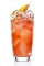 The Sun Breeze is a tart pink drink made from Malibu Sunshine coconut citrus rum and pink grapefruit juice, and served over ice in a highball glass.
