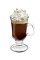 The Ultimate Irish Coffee drink is made from Bailey's Irish cream, Irish whiskey, hot coffee and whipped cream, and served in an Irish coffee glass.