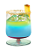 The Upside Down Hpnotiq is a blue drink made from Hpnotiq liqueur, vodka, pineapple juice and grenadine, and served in a rocks glass.