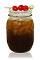 The XO Cherry Cola is a brown drink made from Patron XO Cafe liqueur, aperol, cherry schnapps, lemon juice and cola, and served over ice in a mason jar.